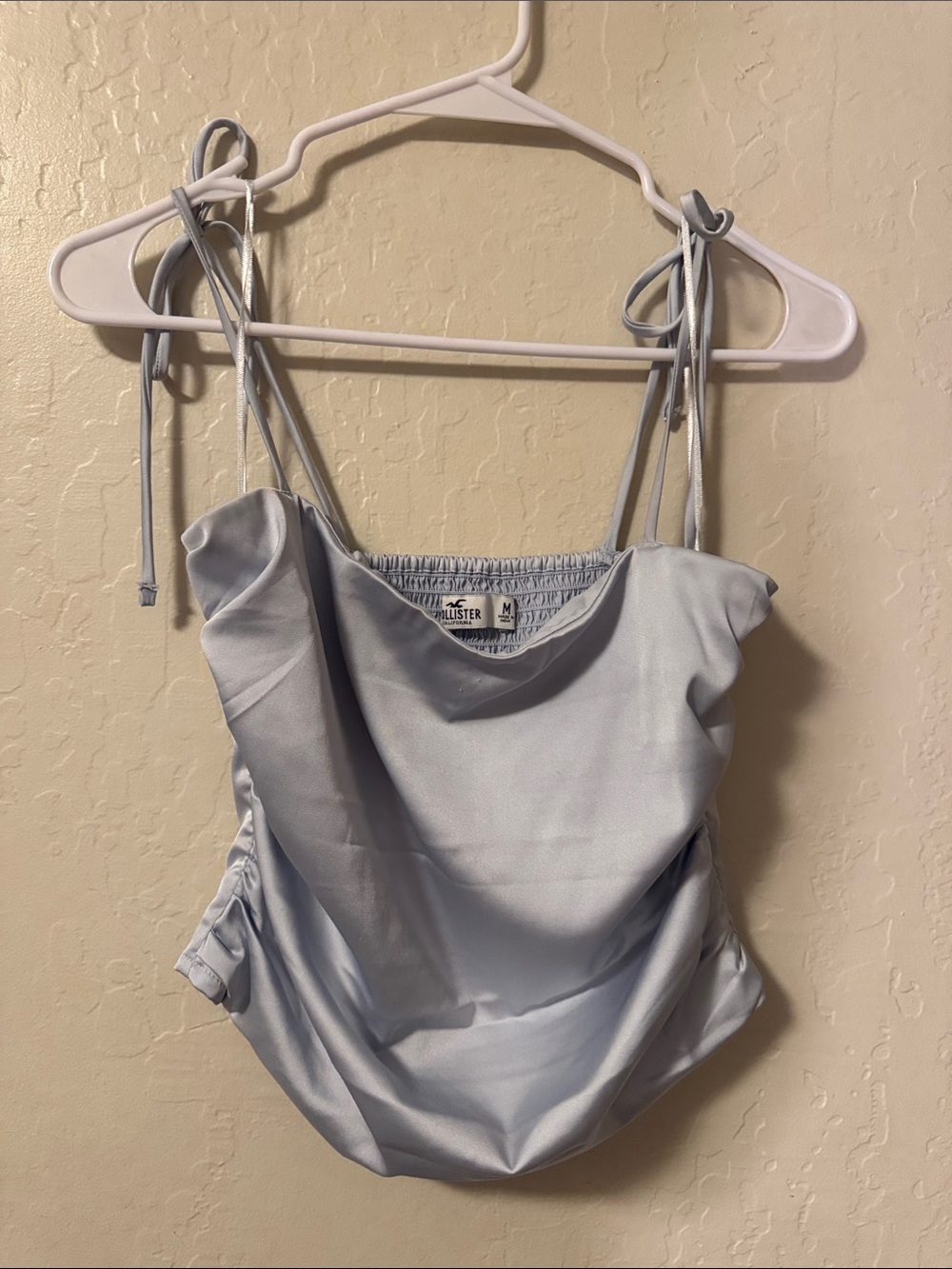 Hollister Light Blue Satin Tie-Strap Tank Top 🤍 M new